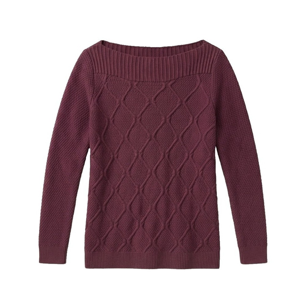 LOFT Ann Taylor Women’s XS Cable Knit Sweater Boat Neck Long Sleeve Burgundy